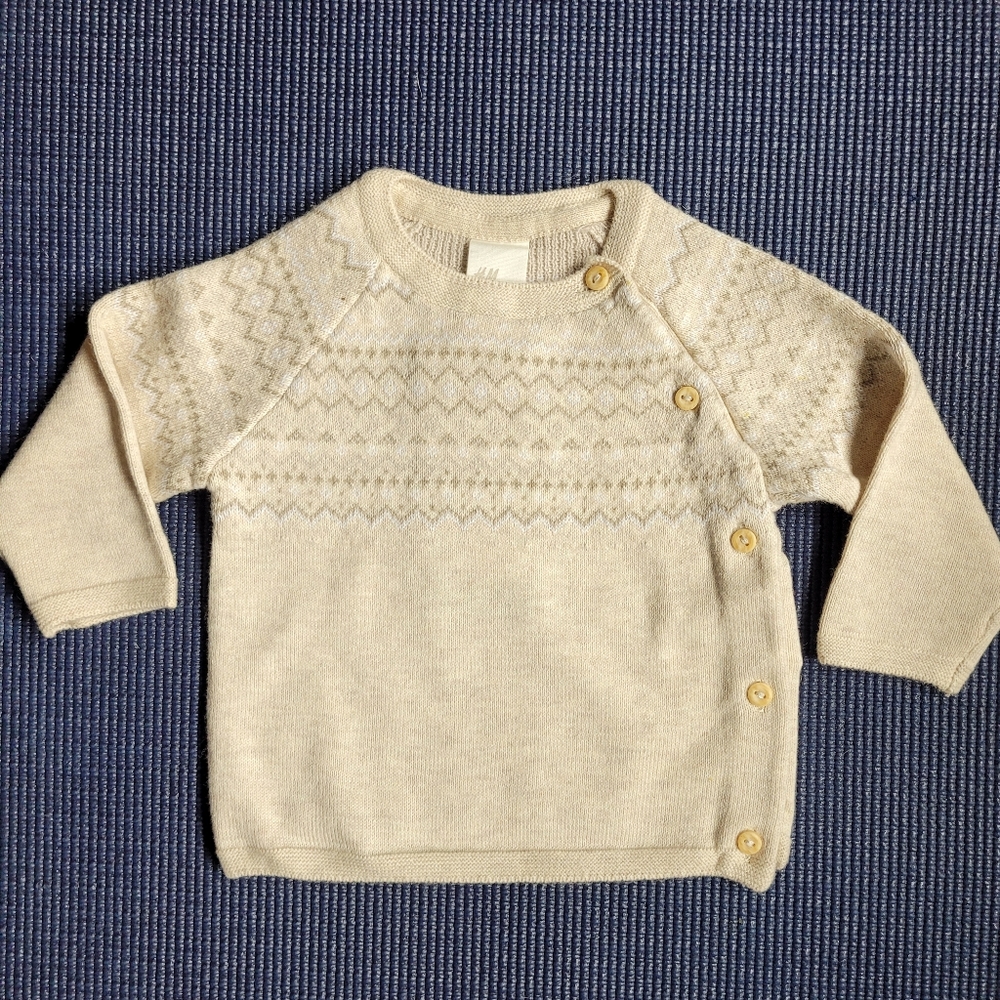 H&MJacquard-knit Cardigan Light Beige -Newborn